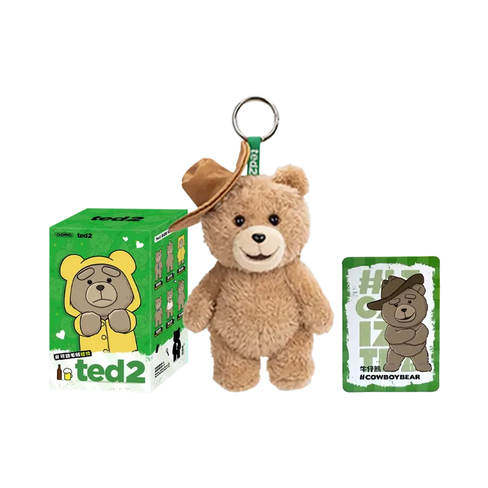 POP MART Ted2 Teddy Bear Action Plush Pendant Series Cowboy Bear