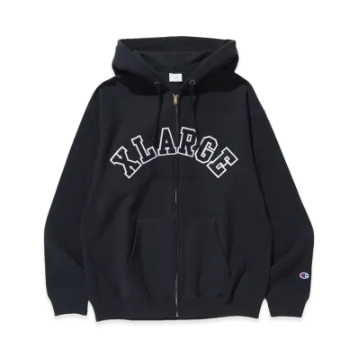 XLARGE x Champion Reverse Weave Zip Hooded Sweatshirt "Black"