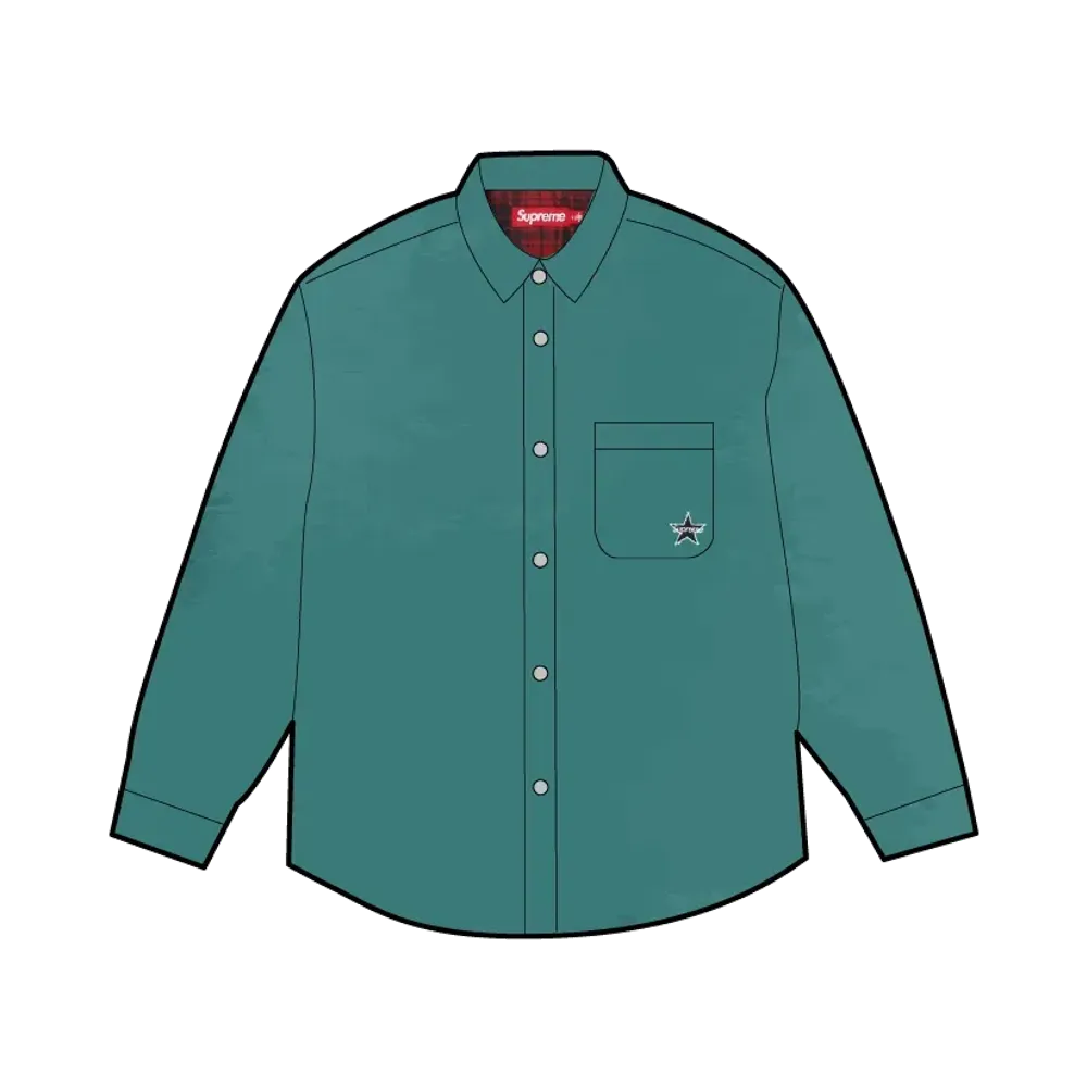 Supreme Quilted Lined Denim Snap Shirt "Teal"