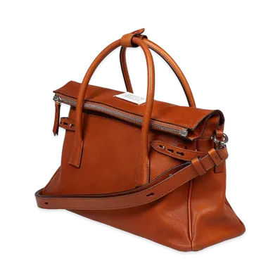 Maison Margiela Women's 5ac Handbag In Vintage Leather Cognac Color "Brown"