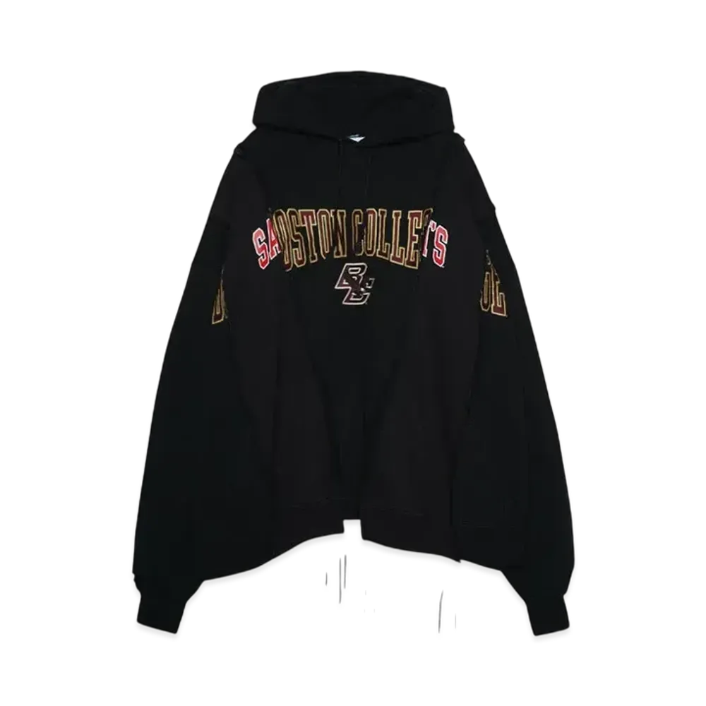 DISCOVERED LOOPING WIDE COLLEGE HOODIE with IRON CROSS CROCHET_ver.01 "BLACK"