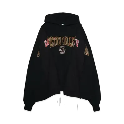 DISCOVERED LOOPING WIDE COLLEGE HOODIE with IRON CROSS CROCHET_ver.01 "BLACK"