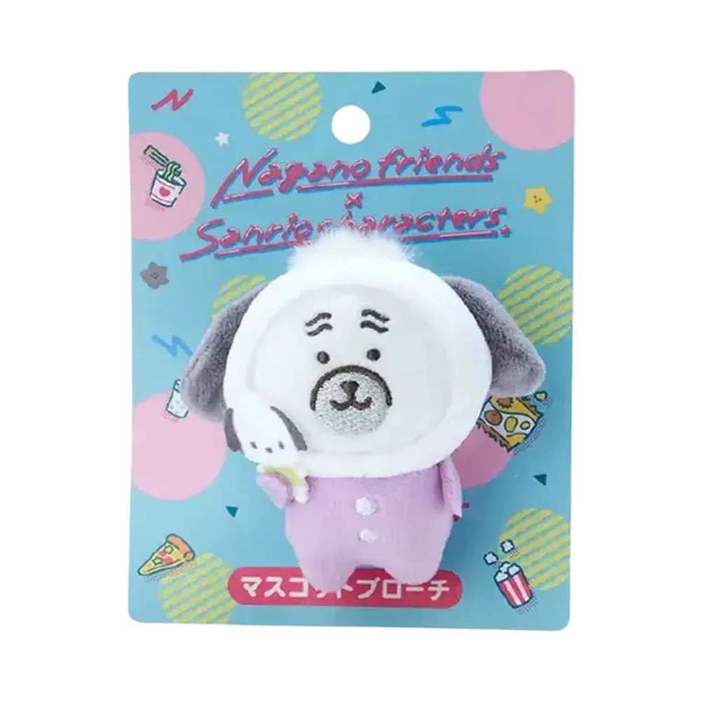 Sanrio -Chiikawa- Nagano Friends x Sanrio Characters Mascot Brooch (Pug x Pochacco)