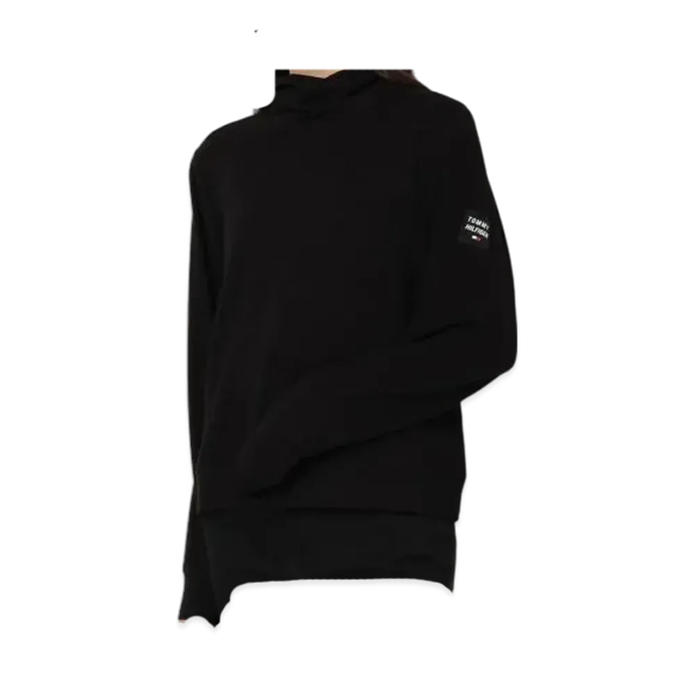 TOMMY HILFIGER Sport French Terry Cowl Neck Logo Sleeve Pullover "Black"