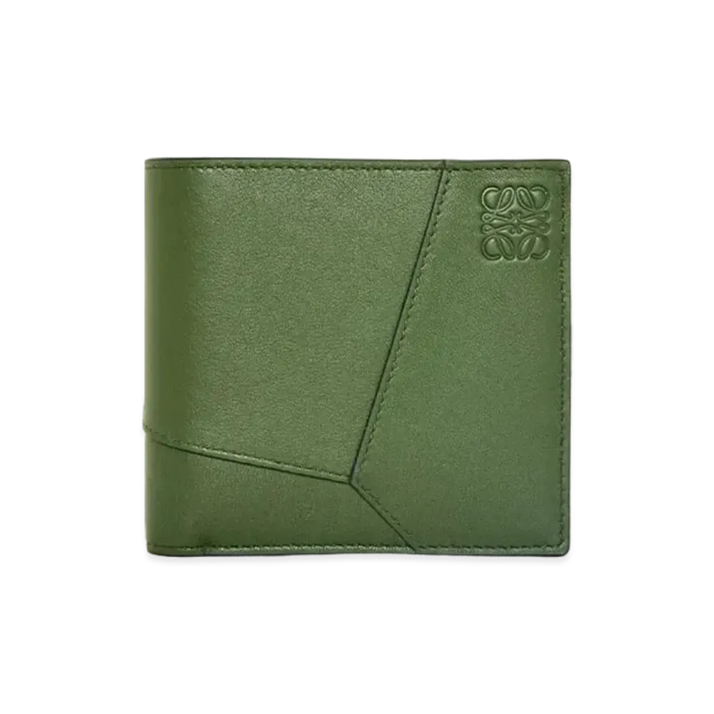 LOEWE Puzzle Bifold Coin Wallet in Classic Calfskin "Hunter Green"
