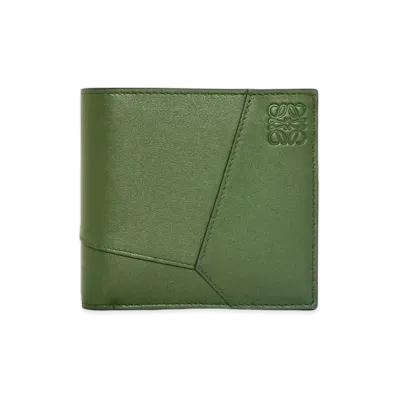 LOEWE Puzzle Bifold Coin Wallet in Classic Calfskin "Hunter Green"