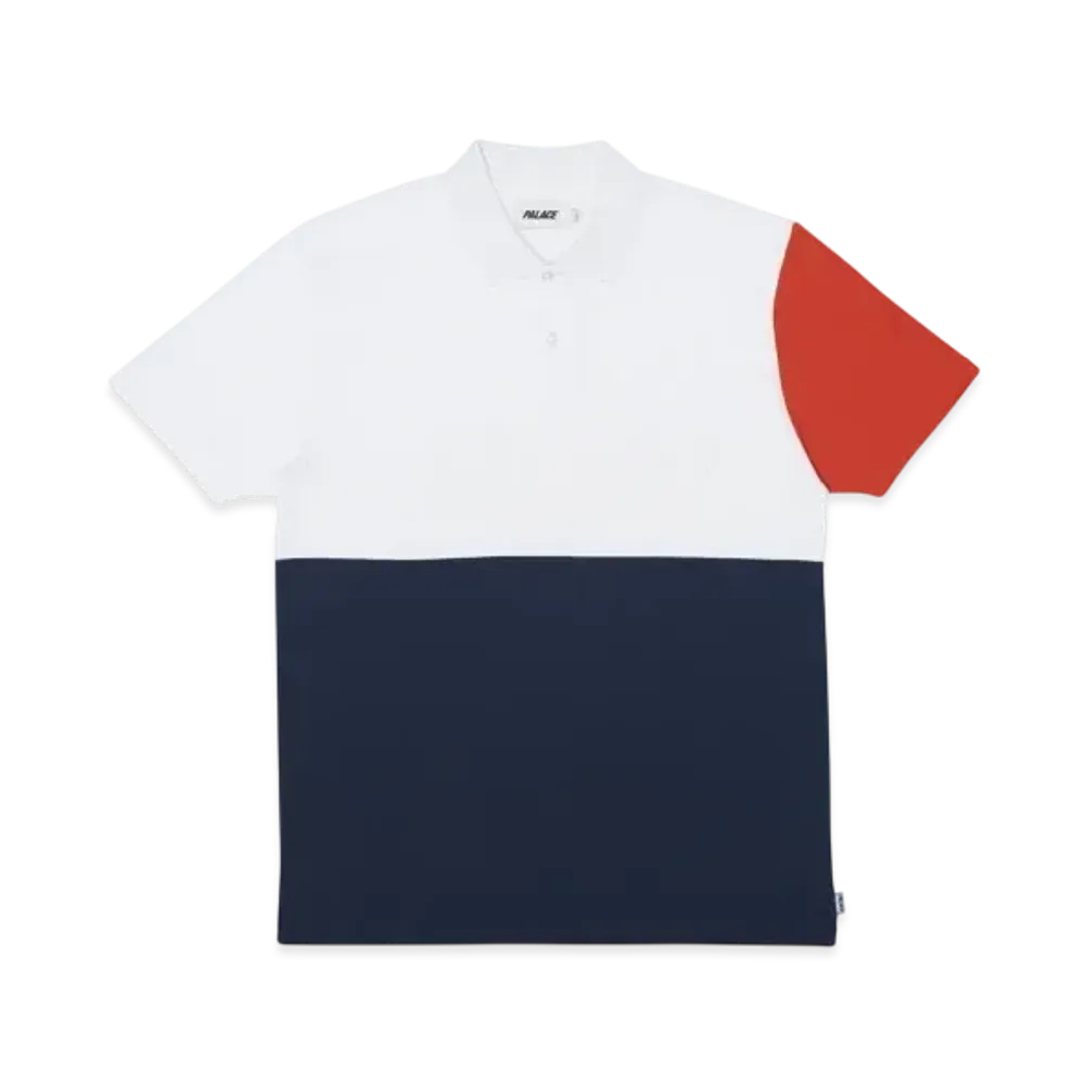 PALACE Pique Polo "White Navy"
