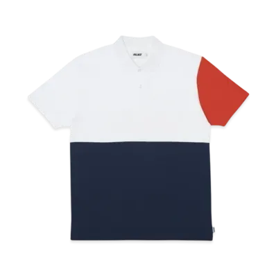 PALACE Pique Polo "White Navy"