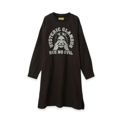 HYSTERIC GLAMOUR See No Evil Pullover Dress "Black"