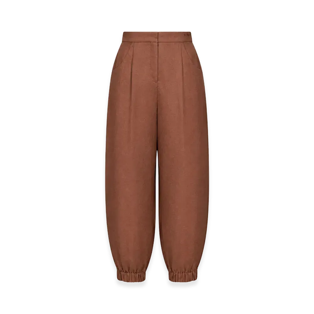 FENDI Women's Linen Blend Wide-Leg Pant "Brick/Red"