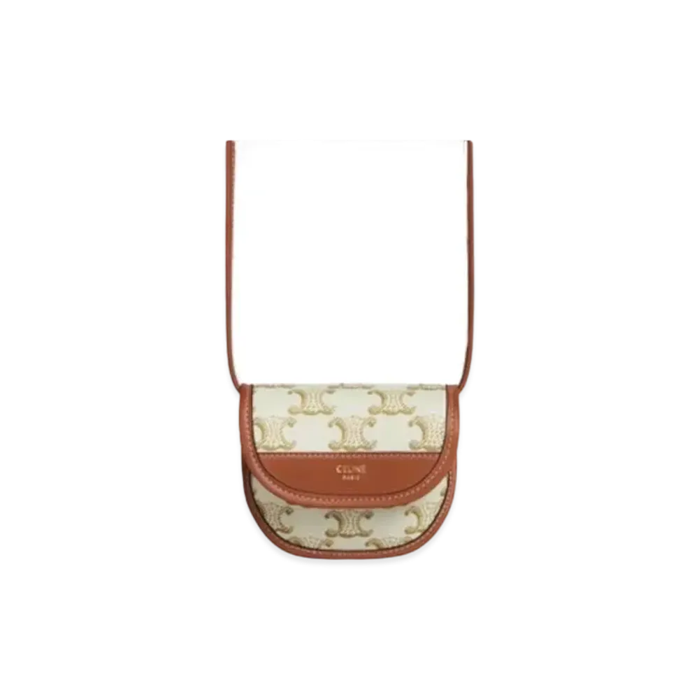 CELINE Card and Coin Purse in Triomphe Canvas and Lambskin "White/Tan"