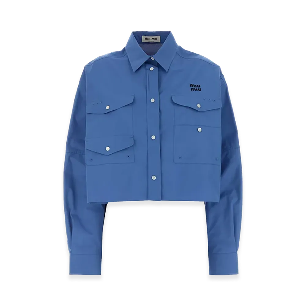 MIU MIU Women's Cerulean Poplin Oversize Shirt "Lightblue"