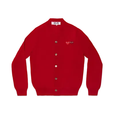 PLAY COMME des GARCONS Double Heart Men's Cardigan "Red"