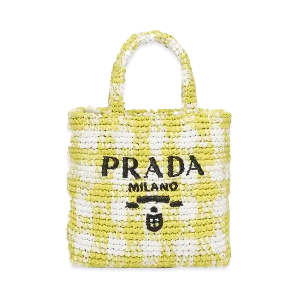 PRADA Small Crochet Tote Bag "Citron Yellow"