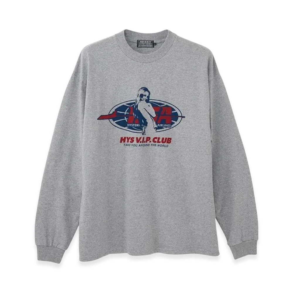 HYSTERIC GLAMOUR Hysteric Airline LS T-Shirt "Top Gray"