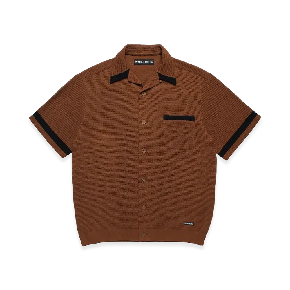 WACKO MARIA Knit Open Collar Shirt "Brown"