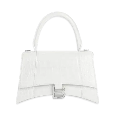 BALENCIAGA Women's Hourglass Small Top Handle Bag "White"