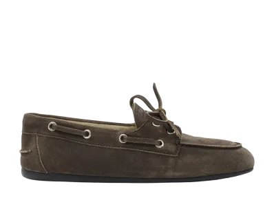 MIU MIU Women's Suede Lace-Up Loafers "Brown"