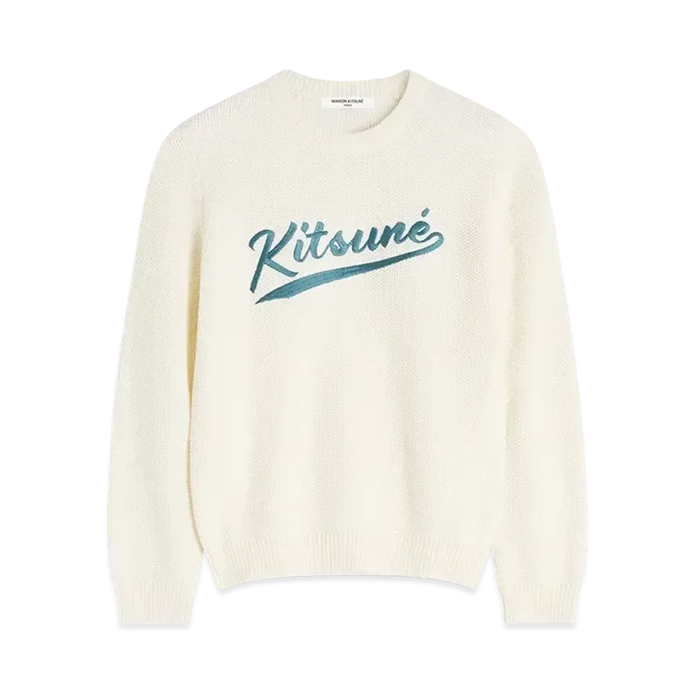 Maison Kitsune Varsity Embroidery Mesh Jumper "Milk"