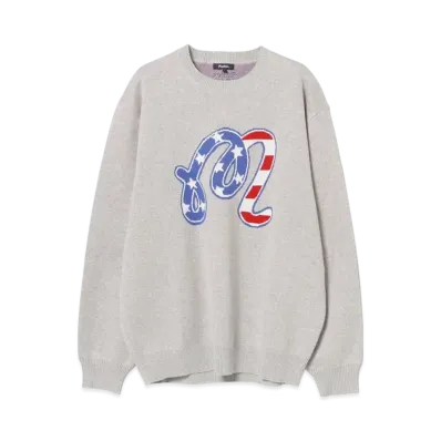 BEAMS x MALBON GOLF Exclusive Ny Logo Crew Neck Knit "Gray"