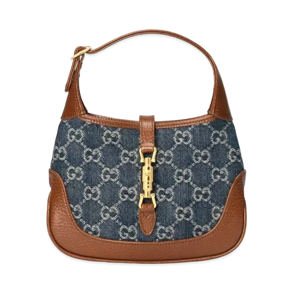 GUCCI Jackie 1961 Mini Shoulder Bag "Blue/Ivory GG Denim"
