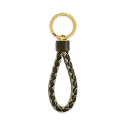Bottega Veneta Intrecciato Key Ring "Travertine / Khaki"