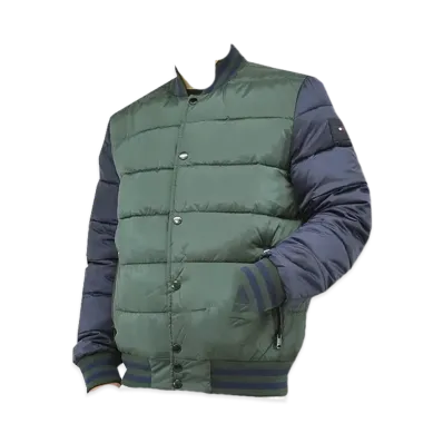 TOMMY HILFIGER Quilted Batting Varsity Bomber Jacket Us Model Stadium Jacket Sporty Bicolor "GreenColorBlock"