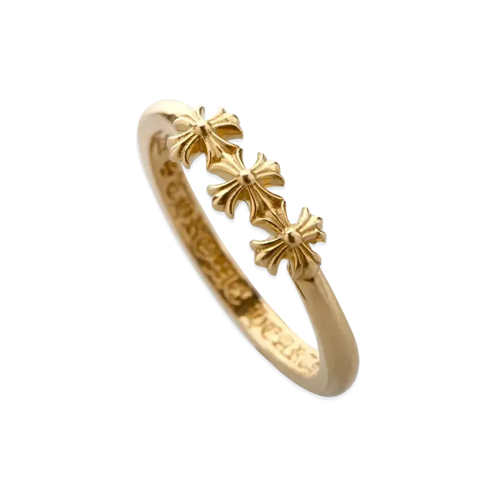 Chrome Hearts 22K Bubble Gum Ring W / 3 CH Plus 22K "Gold"
