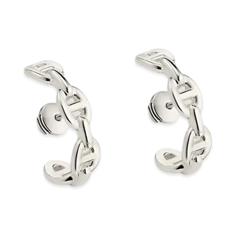 Hermes Chaine D'ancre Enchainee Ear Climber Earrings "Silver"