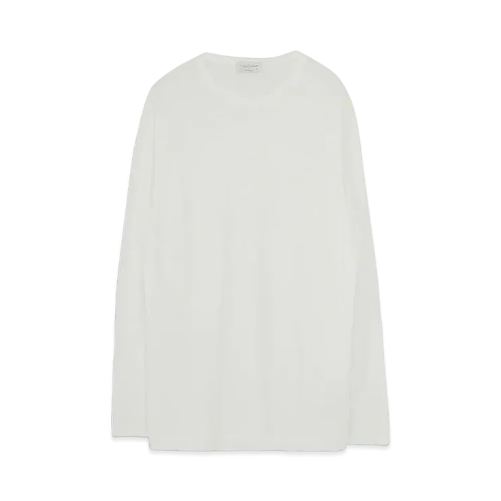 Yohji Yamamoto Pour Homme 30/-ULTIMA PLAIN STITCH NEW ROUND NECK LONG SLEEVES "White"