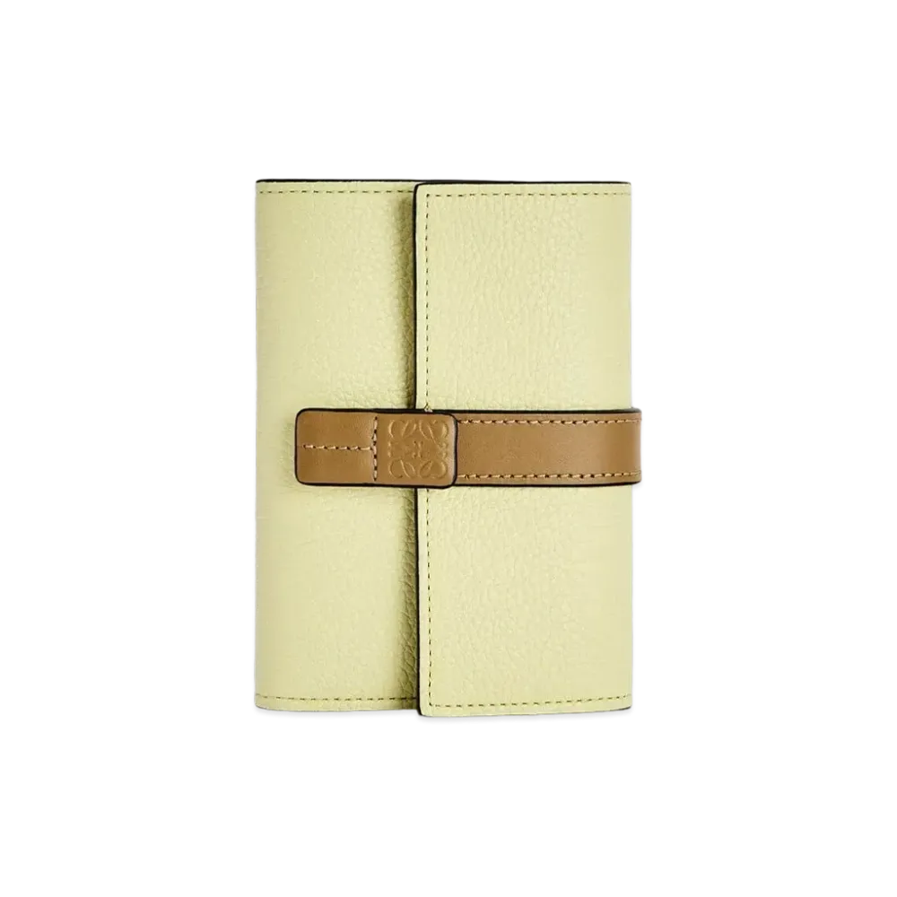 LOEWE Small Vertical Wallet In Soft Grained Calfskin "Pale Lime/Ochre Green"