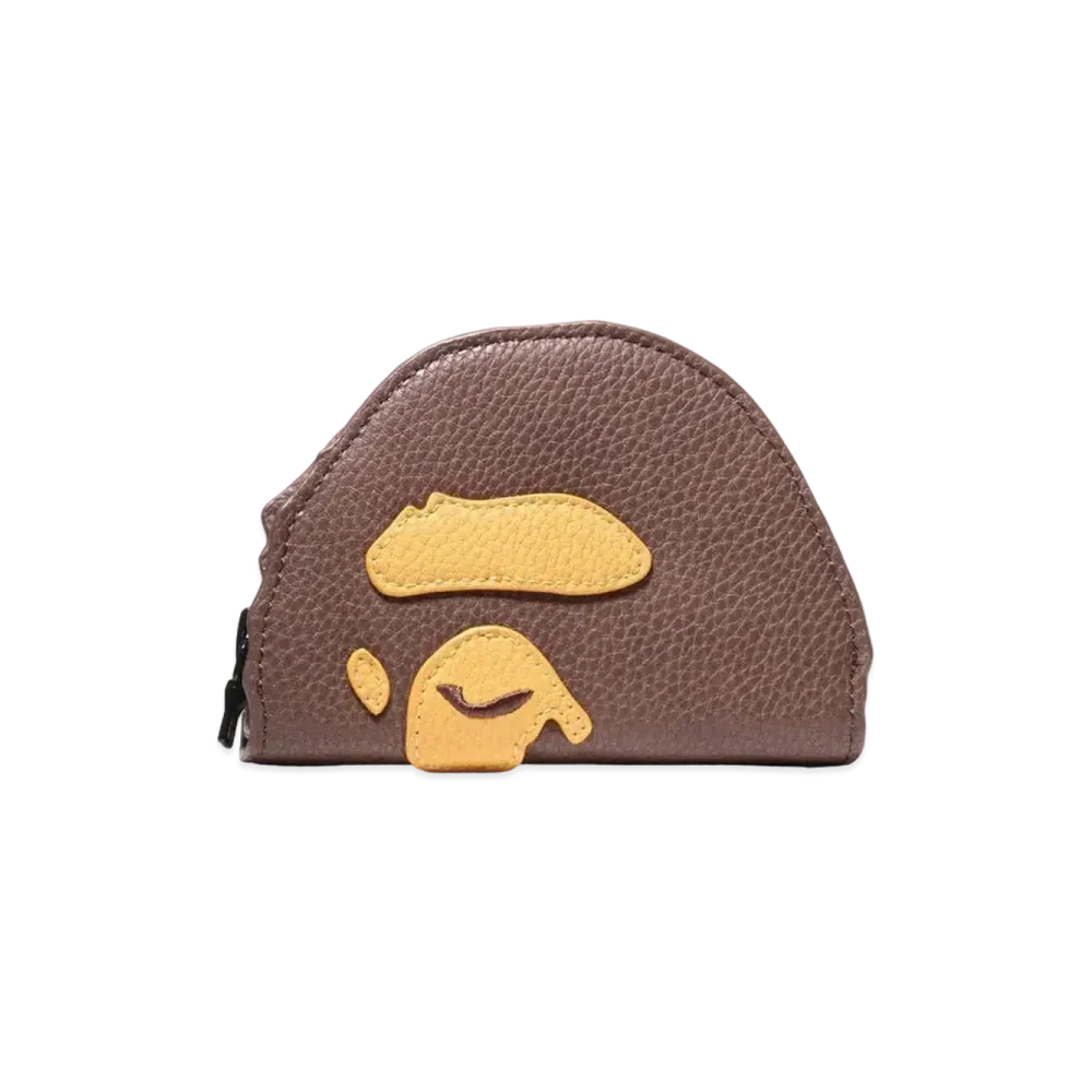 A BATHING APE Ape Head Coin Case "Brown"