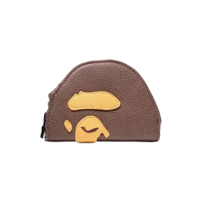 A BATHING APE Ape Head Coin Case "Brown"