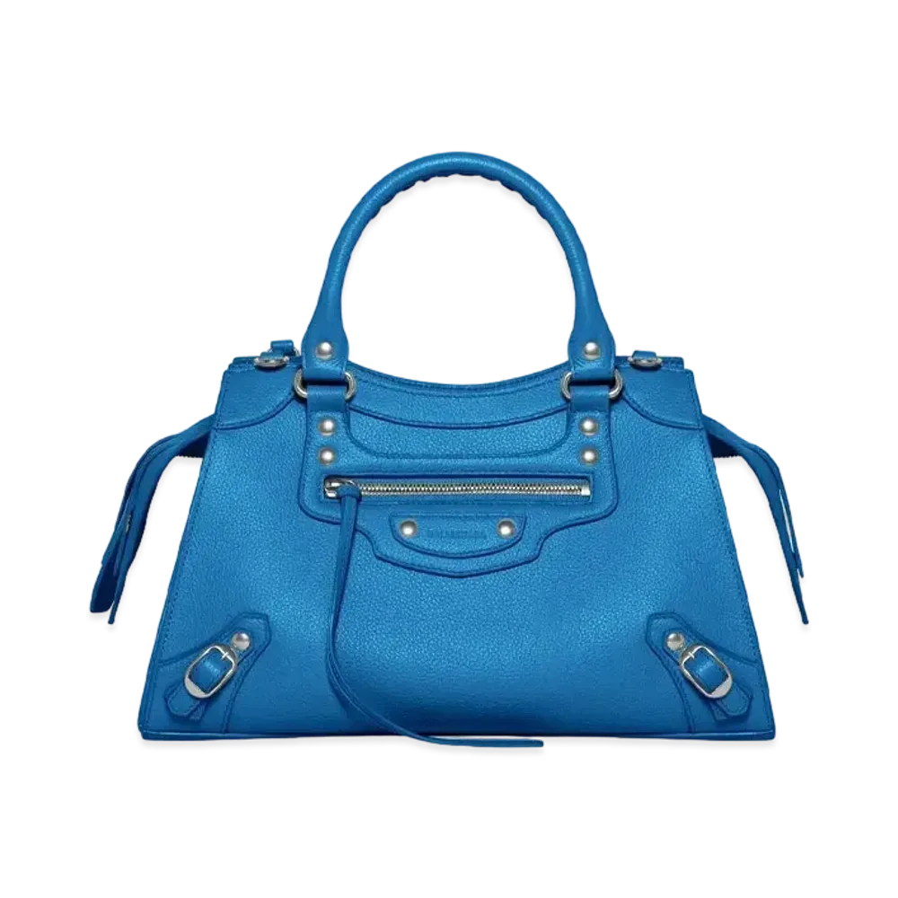 BALENCIAGA Neo Classic Small Handbag In Grained Calfskin "Dark Blue"
