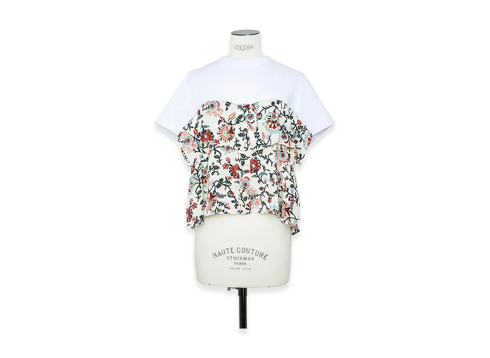 sacai Women's Floral Print x Cotton Jersey T-Shirt "Ivory"