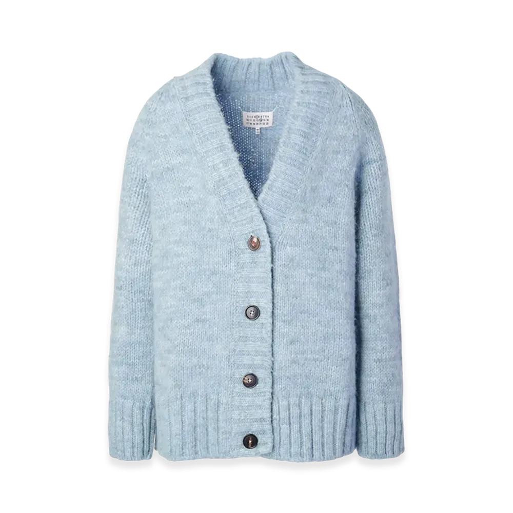 Maison Margiela V-Neck Botanical Dye Cardigan "Pale Blue"