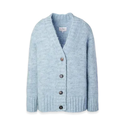 Maison Margiela V-Neck Botanical Dye Cardigan "Pale Blue"