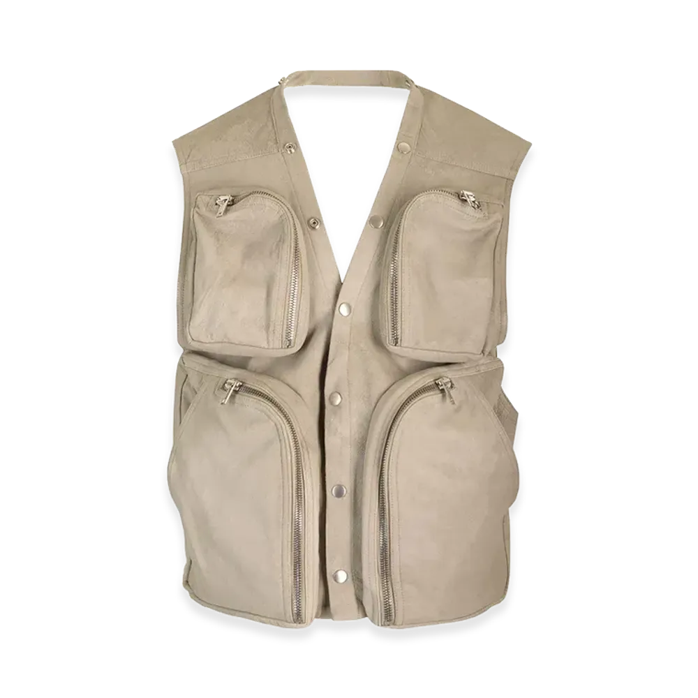 Rick Owens Leather Cargo Vest "Gray"