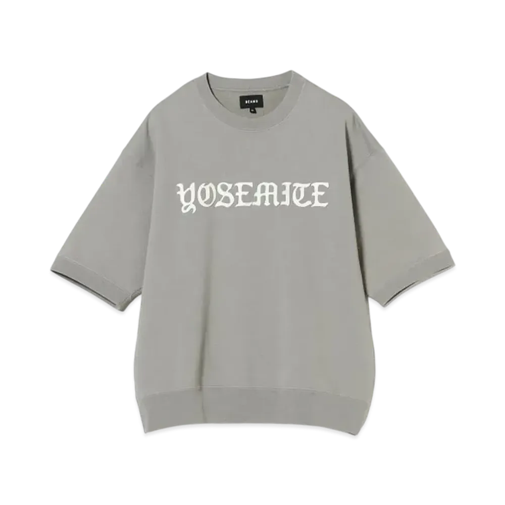 BEAMS Overdyed Print Half-Sleeve Sweatshirts "Gray"