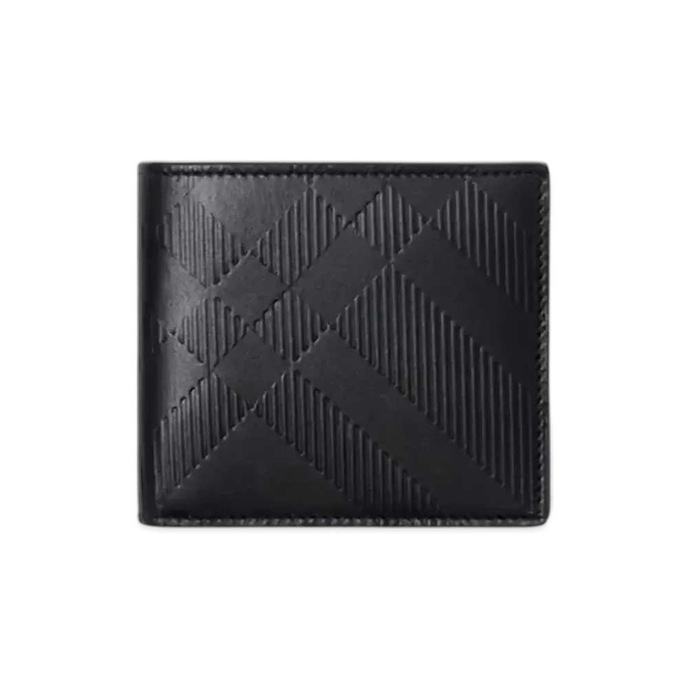 Burberry Embossed Check Bifold Wallet "Black"