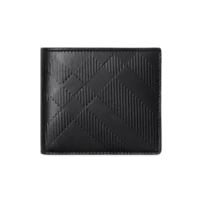 Burberry Embossed Check Bifold Wallet "Black"