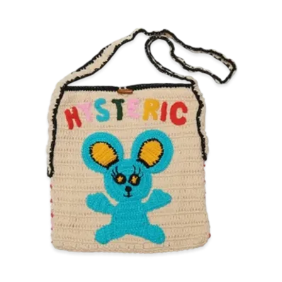 HYSTERIC GLAMOUR Hys Mouse Hand-Knitted Shoulder Bag "White"
