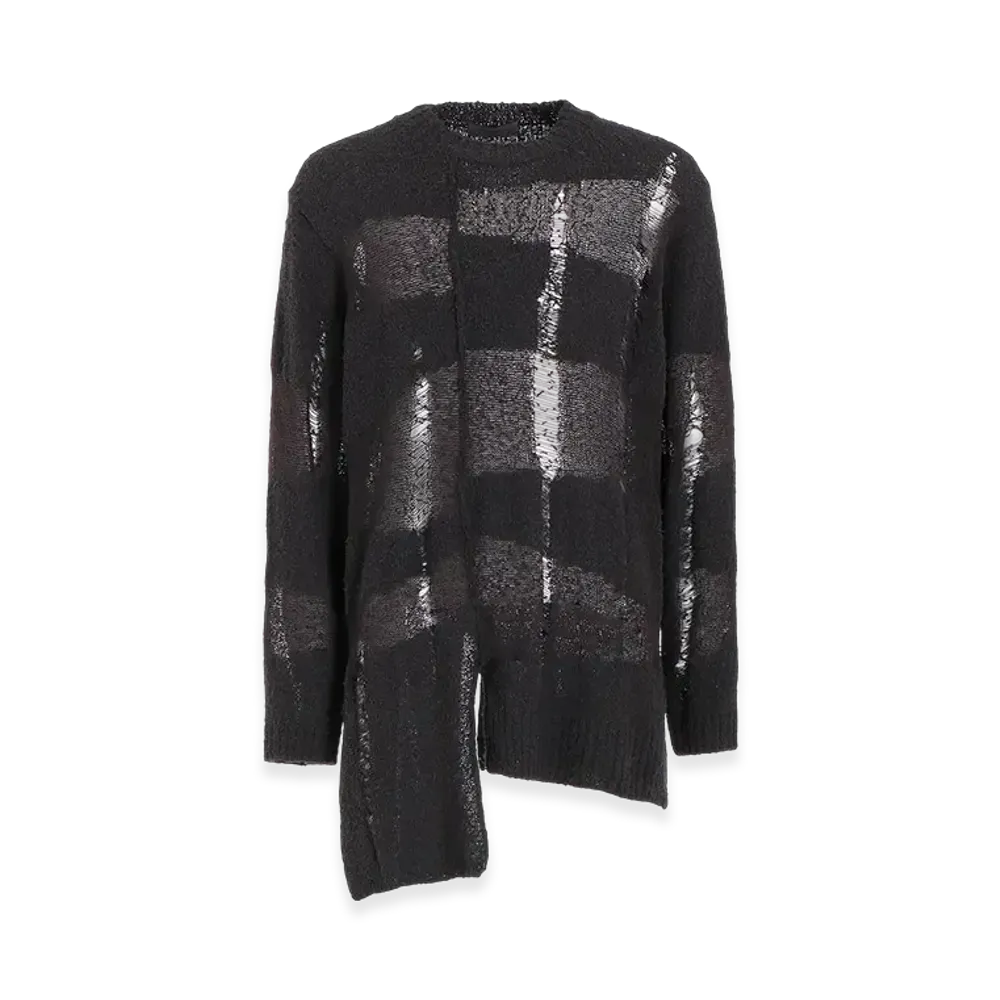 Yohji Yamamoto POUR HOMME 5G Random Damage Processed Pullover "Charcoal"