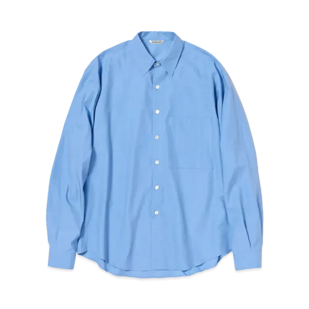 AURALEE WASHED FINX TWILL BIG SHIRTS "Blue"