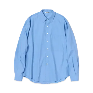 AURALEE WASHED FINX TWILL BIG SHIRTS "Blue"