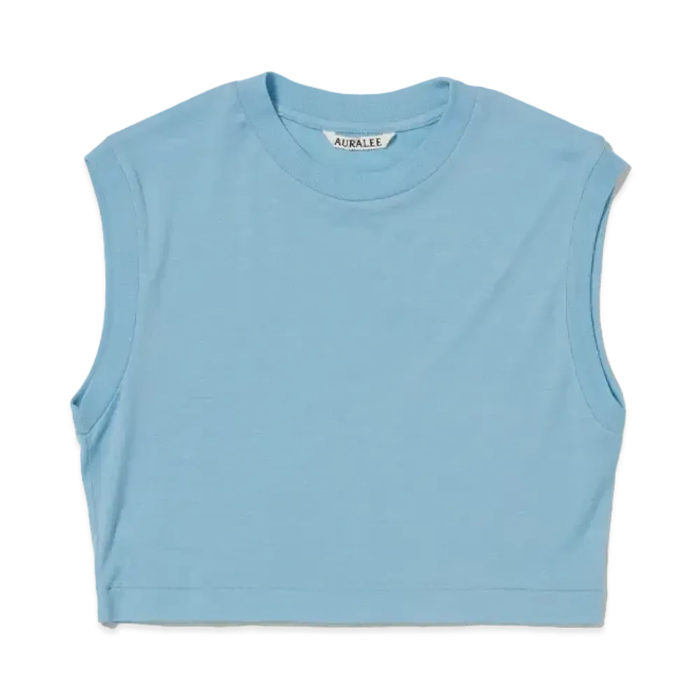 AURALEE Extra Fine Wool Jersey Short Sleeveless "Light Blue"