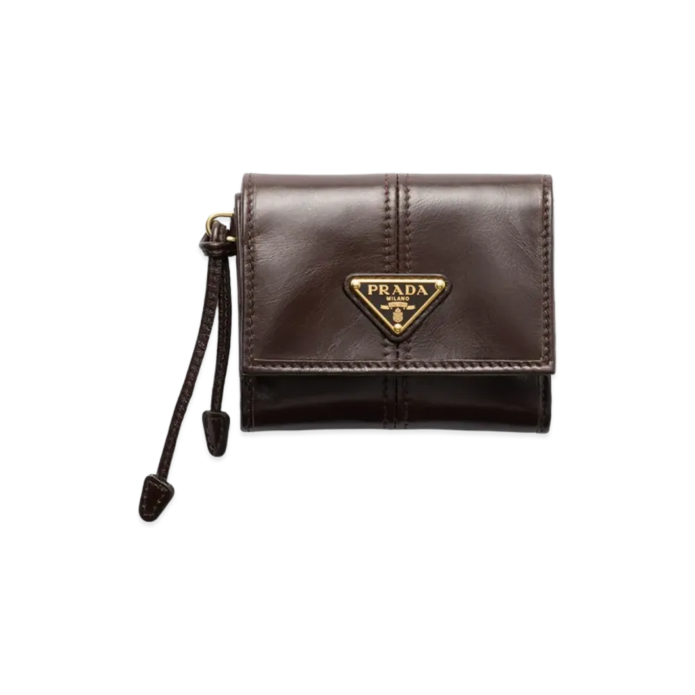 PRADA Soft Lux Leather Wallet "Dark Brown"