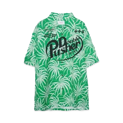 TAIN DOUBLE PUSH DOUBLE PUSHER OPEN COLLAR SHIRTS "GREEN"