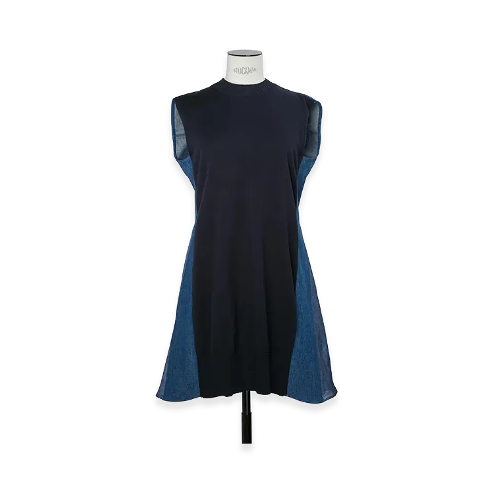 sacai Women's Denim x Knit Dress "Navy/Blue"