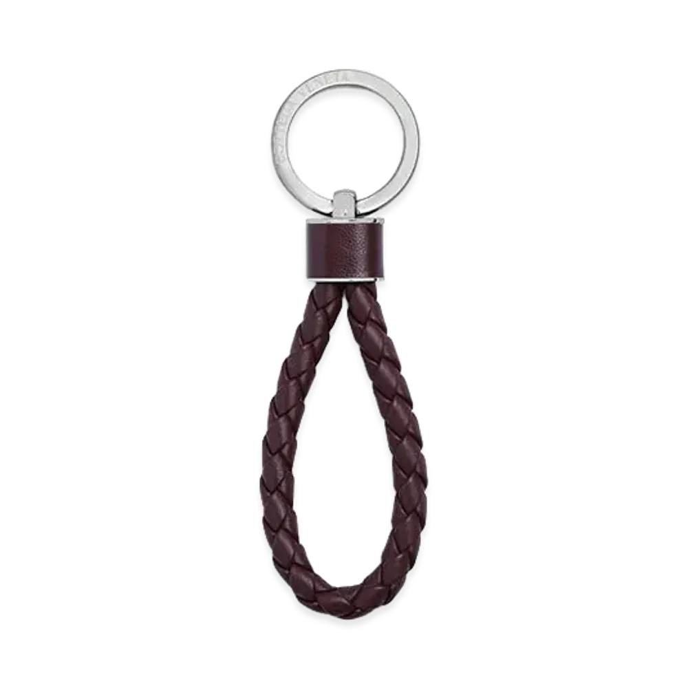 Bottega Veneta Intrecciato Keyring "Dark Barolo"